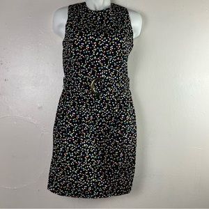 Positive Attitude Black Sleeveless Polka Dot Belted Dress
